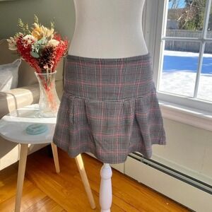 Y2K Vintage V&X Plaid Pleated Mini Skirt Grey Pink 90s School Girl Preppy